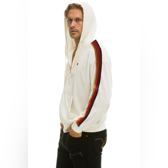 NEW Aviator Nation CLASSIC VELVET RELAXED ZIP HOODIE - WHITE • UNISEX - Picture 2 of 7